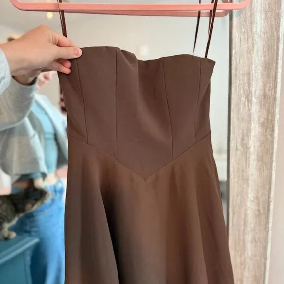 NWT, Odd Muse "The Ultimate Muse" Midi Strapless corset midi dress in brown - Picture 4 of 6
